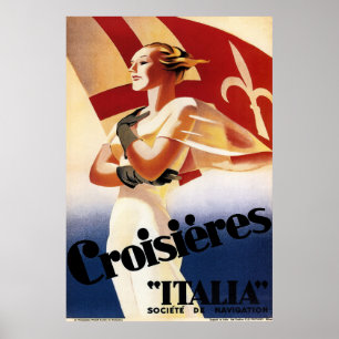 Vintag Art Deco Schifffahrt Werbeplakat Poster