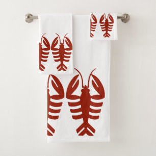 Vintag Art Déco Seafood Lobster in Rot Badhandtuch Set