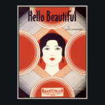 Vintag Art Deco Sheet Music Hallo schön Poster<br><div class="desc">Art Deko Retro-Design aus der Jazz-Zeit der Flappers und spricht. Schönes Mädchen auf einem Hintergrund von Retrokreisen auf den Tönen von Rot,  Grau,  Creme und Schwarz. Von Noten des Komponisten Walter Donaldson. Antike musikalische Kunst für Ihre Wände.</div>