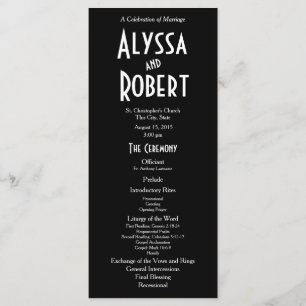 Vintag Art Deco Text Hochzeitsprogramm Programm
