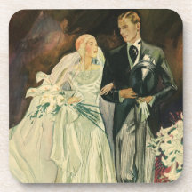 Vintag Art Deco Wedding Bridge und Groom Newlyweds