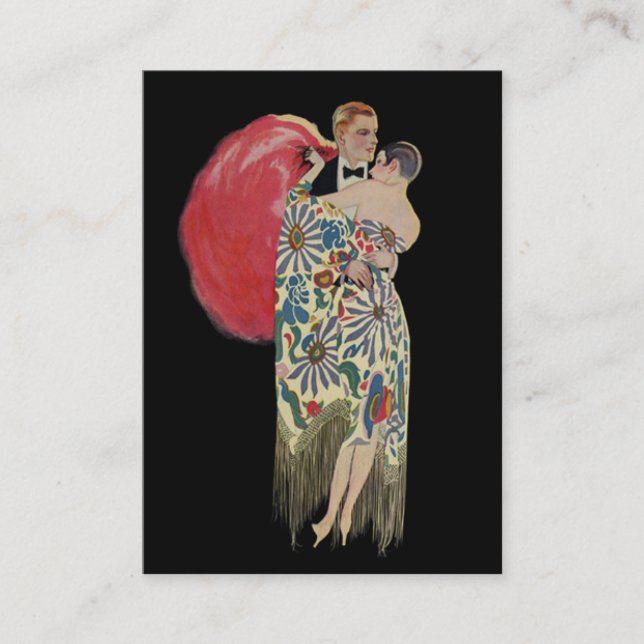 Vintag Art Deco Wedding, New Lovers Dancing Visitenkarte (Vorderseite)