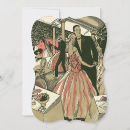 Vintag Art Deco Wedding, Newlyweds First Dance Einladung