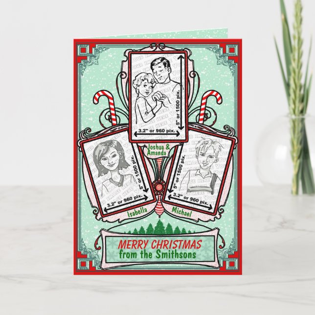 Vintag Art Deco Weihnachten Drei Fotos Rahmen (Vorderseite)