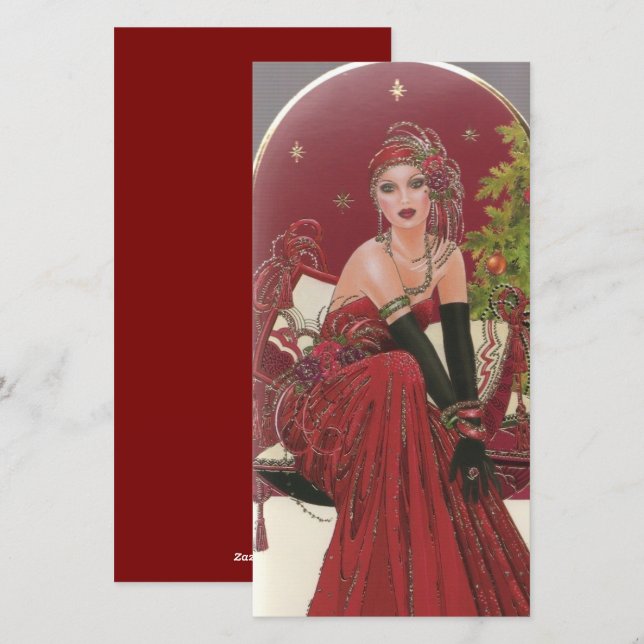 Vintag Art Deco Woman Weihnachten (Vorne/Hinten)