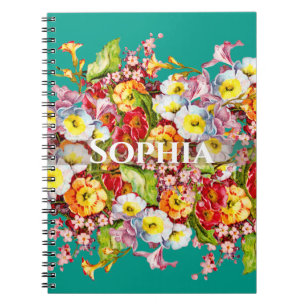 Vintag Art Floral Muster Frühlingsblumen Primrose Notizblock