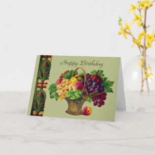 Vintag Art Fruit Basket Geburtstag Karte