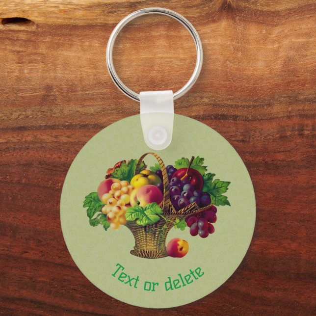 Vintag Art Fruit Basket Personalisiert Schlüsselanhänger (Vorderseite)