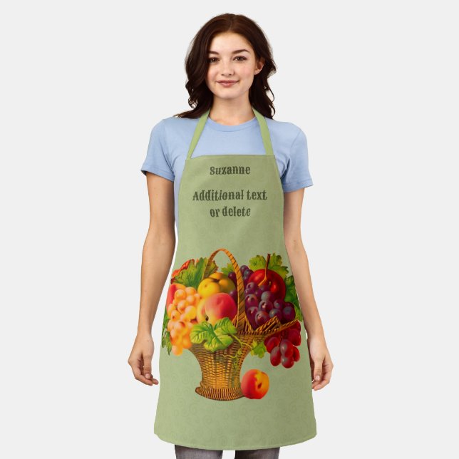 Vintag Art Fruit Basket Personalisiert Schürze (Getragen)