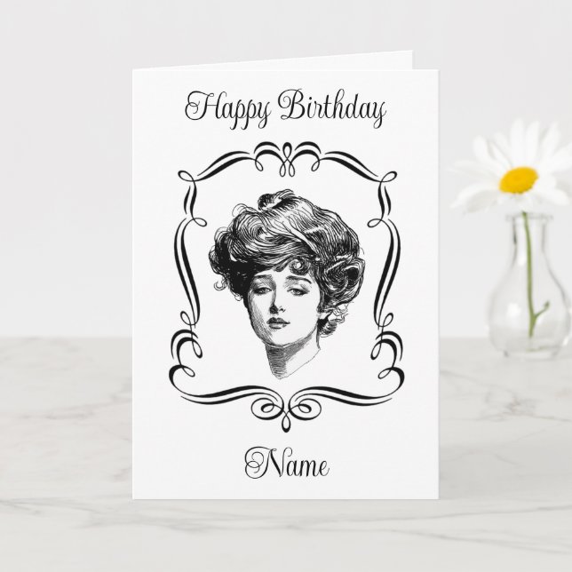Vintag Art Gibson Girl Personalisiert Geburtstag Karte (Kleine Pflanze)