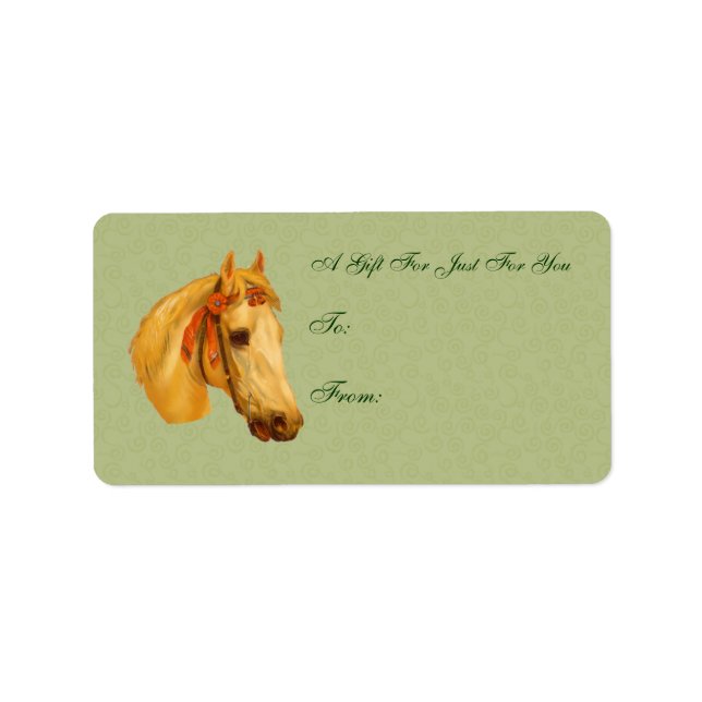 Vintag Art Horse Adressaufkleber (Vorne)