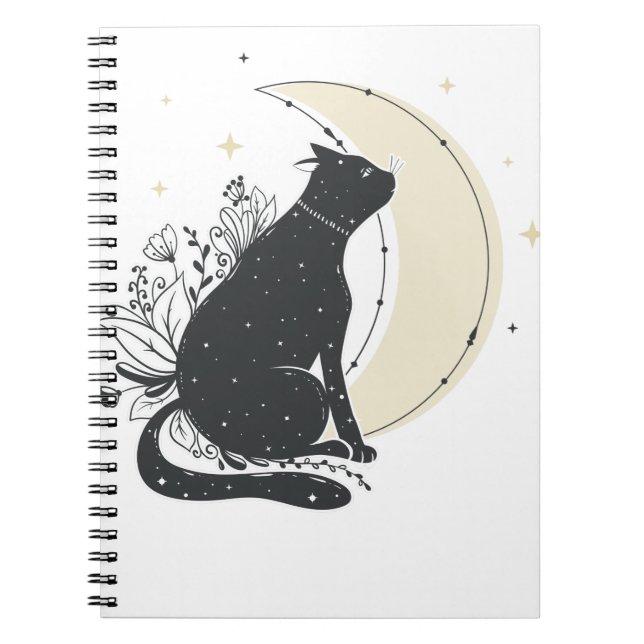 Vintag Art Moon Cat Notizblock (Vorderseite)