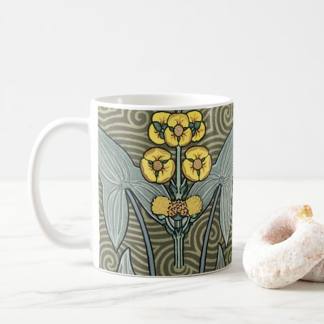 Vintag Art Nouveau Arrowhead Garden Blume Kaffeetasse (Mit Donut)
