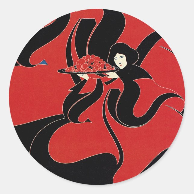 Vintag Art Nouveau Chap Book Erntedank Runder Aufkleber (Vorderseite)