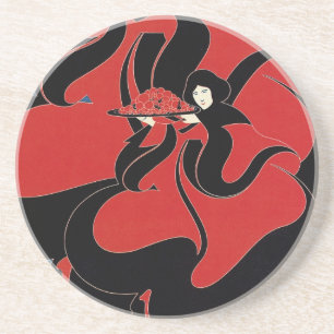 Vintag Art Nouveau Chap Book Erntedank Untersetzer