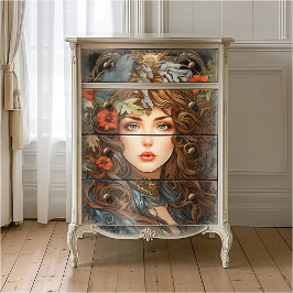 Vintag Art Nouveau Floral Goddess Viktorianisch Bo Seidenpapier