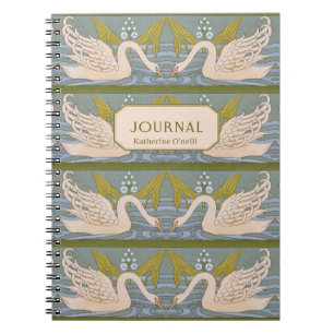 Vintag Art Nouveau Swan Pattern Journal Notizblock