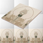 Vintag Art Nouveau Tulips Frieze Fliese<br><div class="desc">Dies ist ein digital erweiterter Druck, der aus einem Vintagen Fries von 1890 - 1920 von abwechselnden großen und kleinen stilisierten Tulpen, die von Jugendstilmedalions umgeben sind, abgeleitet wurde.</div>