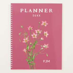 Vintag Art Pink Wildblumen Personalisiert Planer