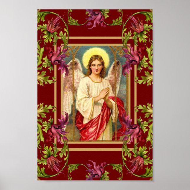 Vintag Art Poster Angel Floral Religious (Vorne)