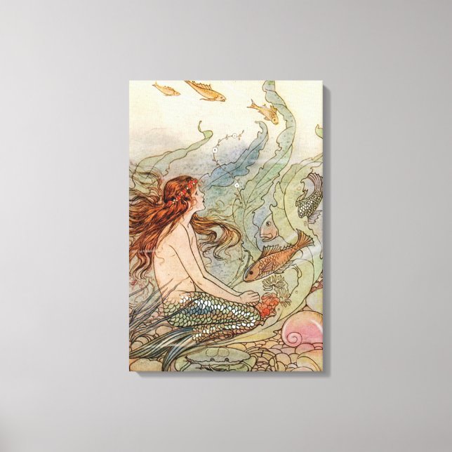 VINTAG ART POSTER MERMAID PRINT LEINWANDDRUCK (Vorderseite)