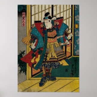 Vintag Art Poster von Samurai Warrior