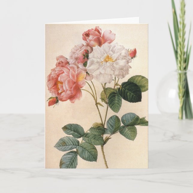 Vintag Art Rose Blume Grußkarte Karte (Vorderseite)