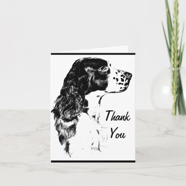 Vintag Art Springer Spaniel Danke Karte (Vorderseite)