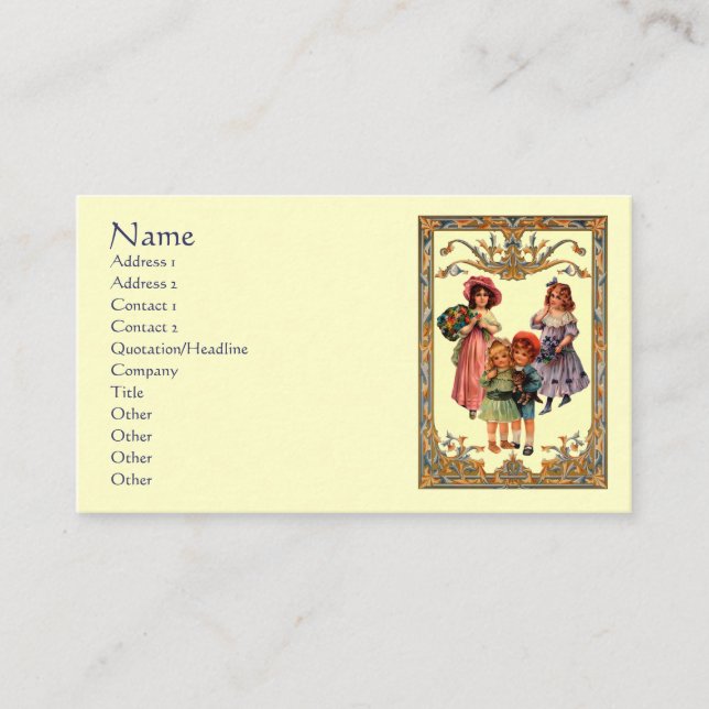 Vintag Art Viktorianisch Children Business Card Visitenkarte (Vorderseite)