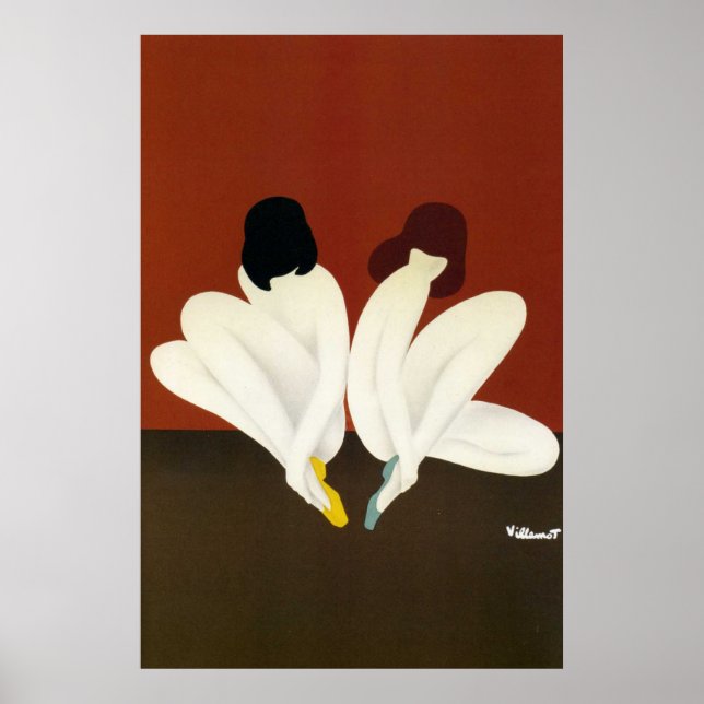Vintag Art Villemot / Bally Lotus Poster Print (Vorne)