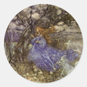 Vintag Arthur Rackham Fairy Round Sticker