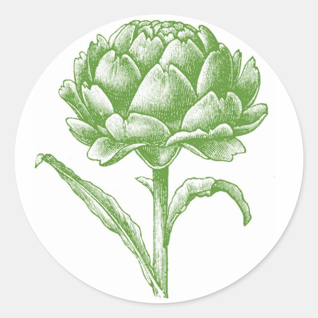 Vintag Artichoke Runder Aufkleber (Vorderseite)