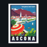 Vintag Ascona Schweiz Reisen Postkarte<br><div class="desc">Eine Vintage Plakatwerbung reist nach Ascona,  Schweiz.</div>