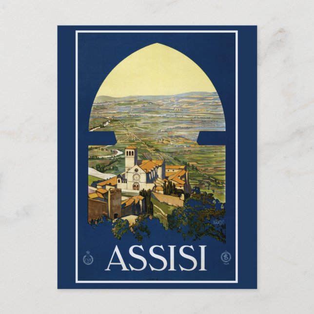 Vintag Assisi Italien Postkarte (Vorderseite)