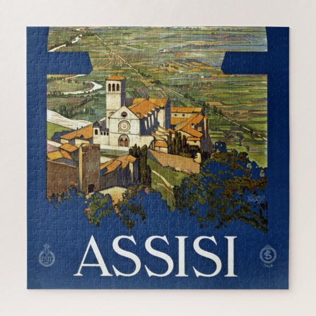 Vintag Assisi Italien Reisen Tourismus Werbung (Vertikal)