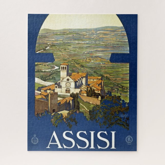Vintag Assisi Italien Reisen Tourismus Werbung (Vertikal)