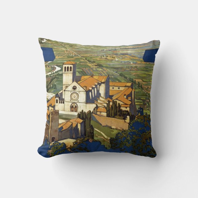 Vintag Assisi Italien Reisen Tourismus Werbung Kissen (Vorderseite)
