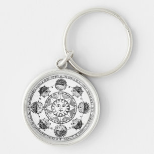 Vintag Astronomie Zodiac Wheel Schlüsselanhänger