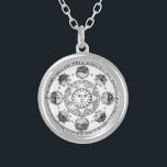 Vintag Astronomie Zodiac Wheel Versilberte Kette<br><div class="desc">Vintage Linie zeichn von astronomischen Zodiakum.</div>