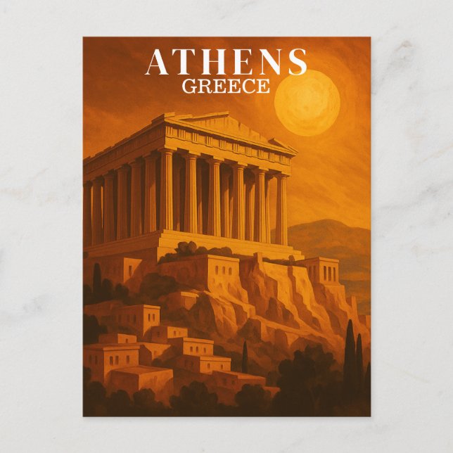 Vintag Athen Griechenland Reisen Retro Postkarte (Vorderseite)