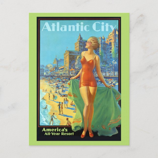 Vintag Atlantic City New Jersey Retro Travel Postkarte (Vorderseite)