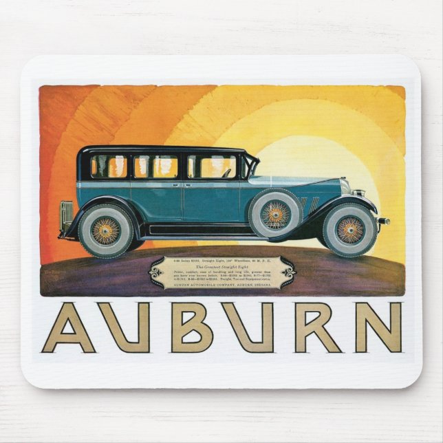 Vintag Auburn Motors Sunburst Ad Mousepad (Vorne)