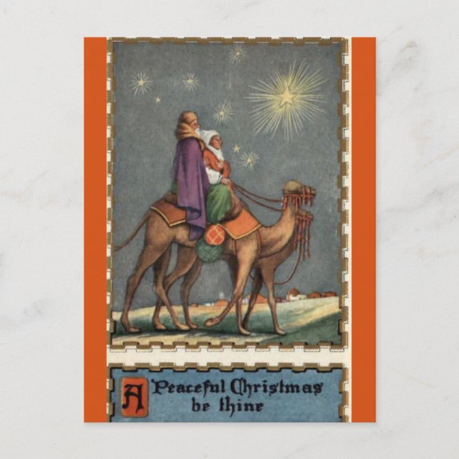 Vintag Auf dem Weg nach Bethlehem Weihnachtskarte Postkarte (Vorderseite)