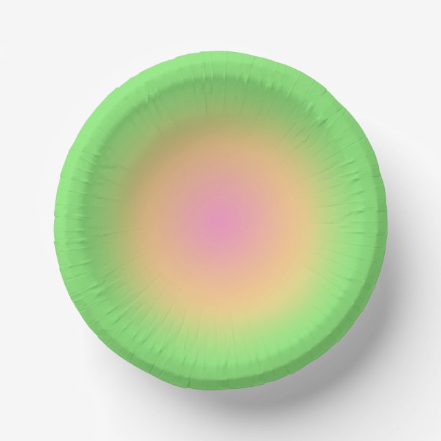 Vintag Aura Grün Gelb Rosa Gradient Ombre Pappteller (Vorderseite)