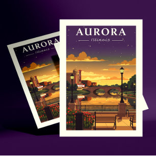 Vintag Aurora Illinois Postkarte