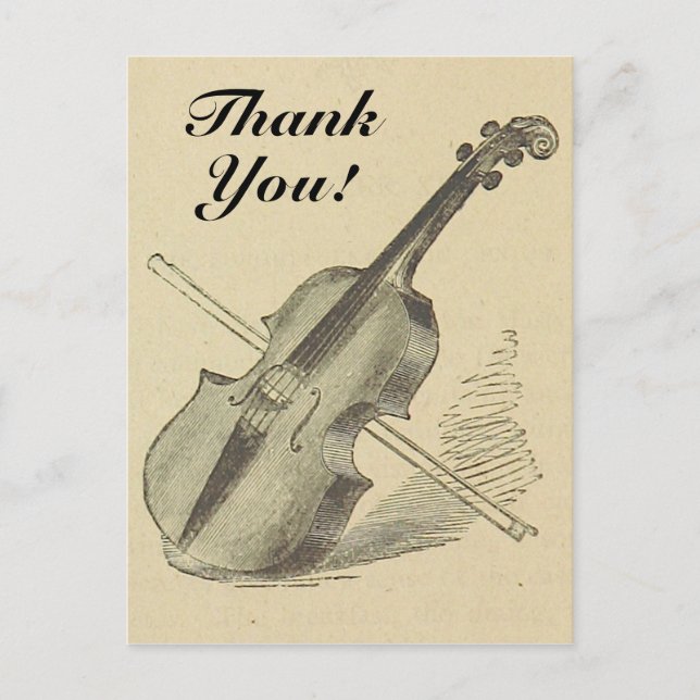 Vintag aussehen Violine + "Danke!" Postkarte (Vorderseite)