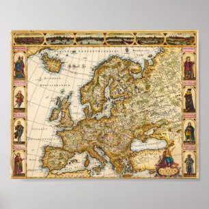 Vintag aussehende Europakarte Poster
