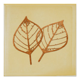 Vintag aussehende kopferfarbene Blätter Poster