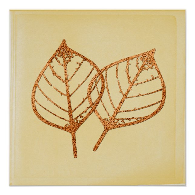 Vintag aussehende kopferfarbene Blätter Poster (Vorderseite)