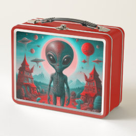 Vintag aussehende Lunchbox mit Alien
